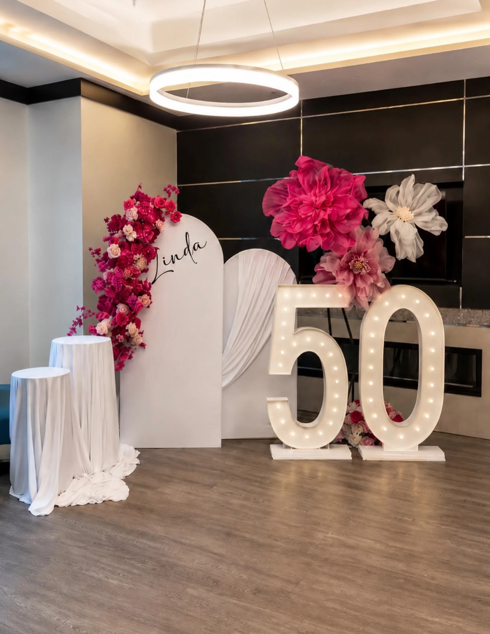 Fifty, fabulous and making a statement. 💕🌸✨

We went bold and feminine for this 50th birthday celebration with oversized pink florals, soft white draping and glowing marquee numbers creating the perfect milestone moment.

Because turning 50 deserve
