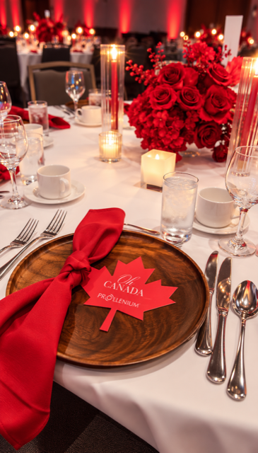 LBC Events & Co Corporate and Brand Events. Canada, red, white, silver, professional themed event decor. Portfolio.