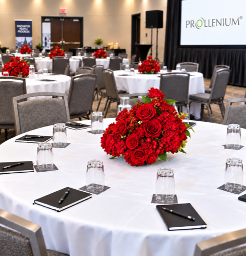 LBC Events & Co Corporate and Brand Events. Professional Event Decor, red, white, Canada, neutral colours. Portfolio. Banquets Prollenium