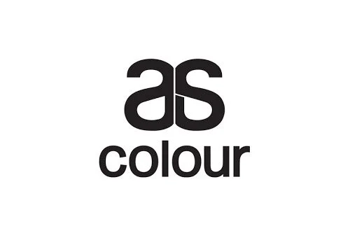 Logo with stylized lowercase 'as' above the word 'colour' in black on a white background.