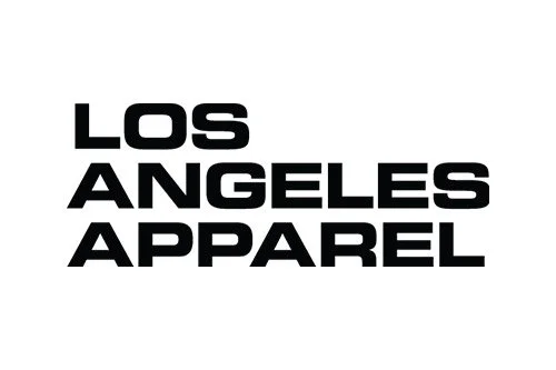 Black text on a white background reads "LOS ANGELES APPAREL" in bold, uppercase letters.