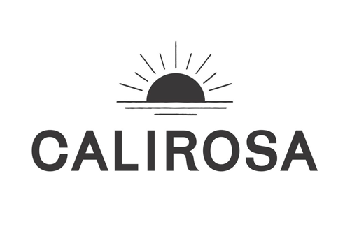 Sunset or sunrise over a horizon with rays shining outward and the word 'CALIROSA' beneath it.