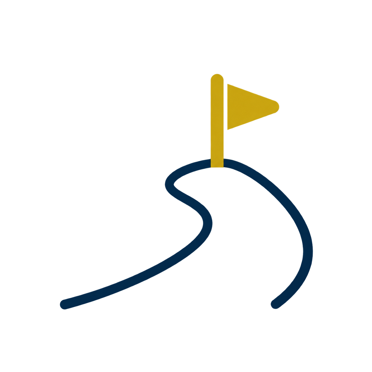 A rubber path with a sharp turn leading to a yellow directional arrow sign indicating to go right.