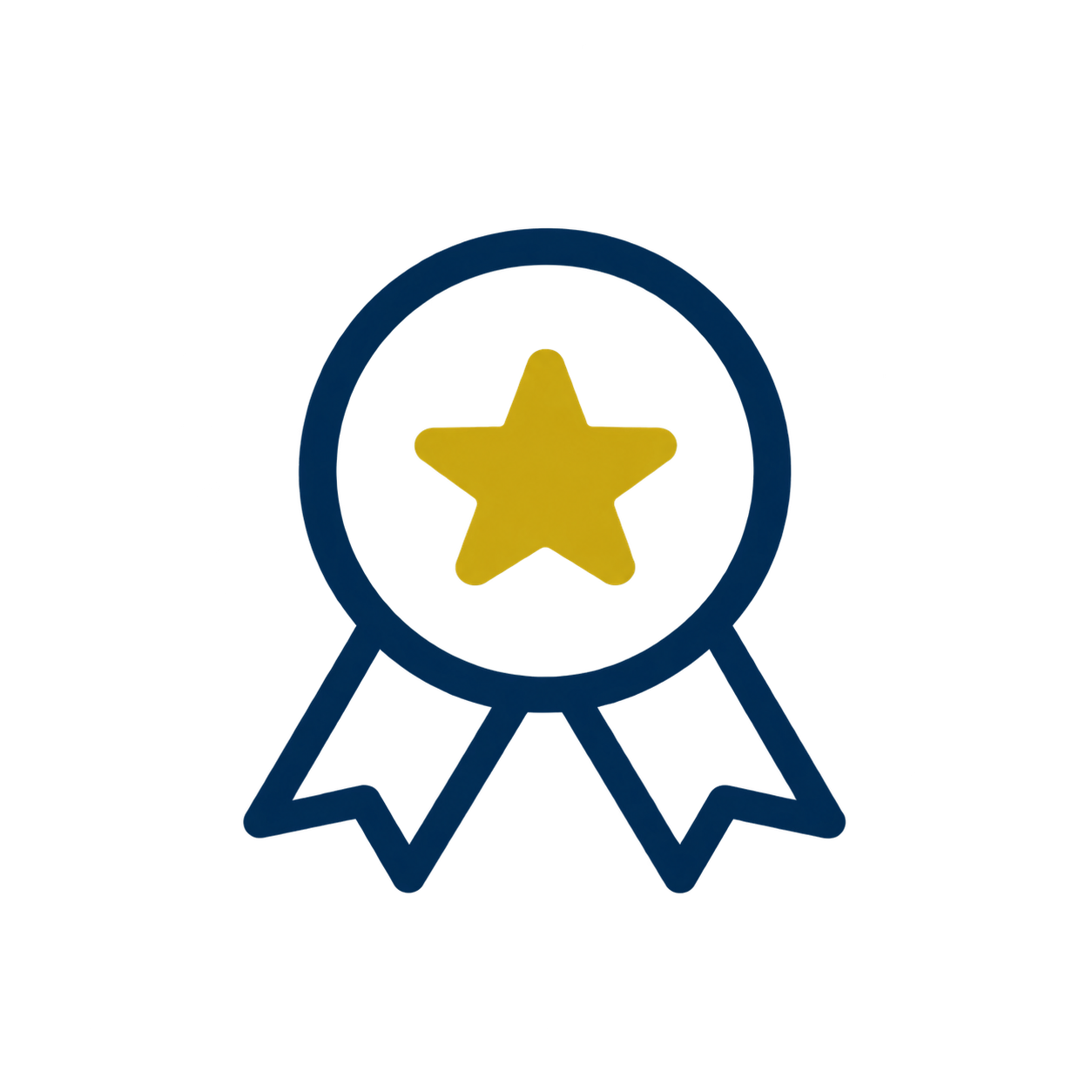 Icon of a blue award ribbon with a gold star in the center.