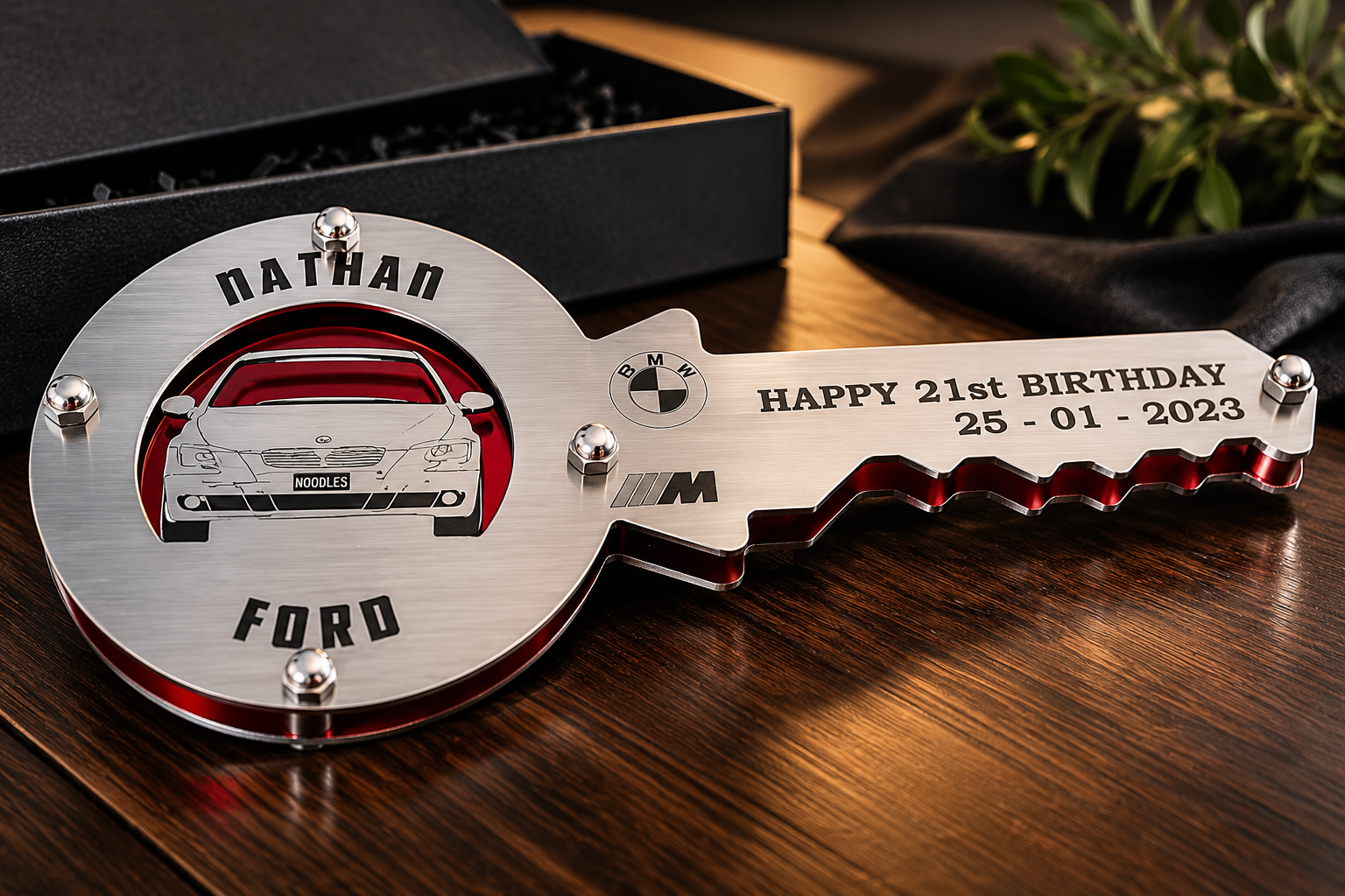 Custom plasma cut metal 21st birthday key made by Ford Laser Designs in Hamilton, Waikato