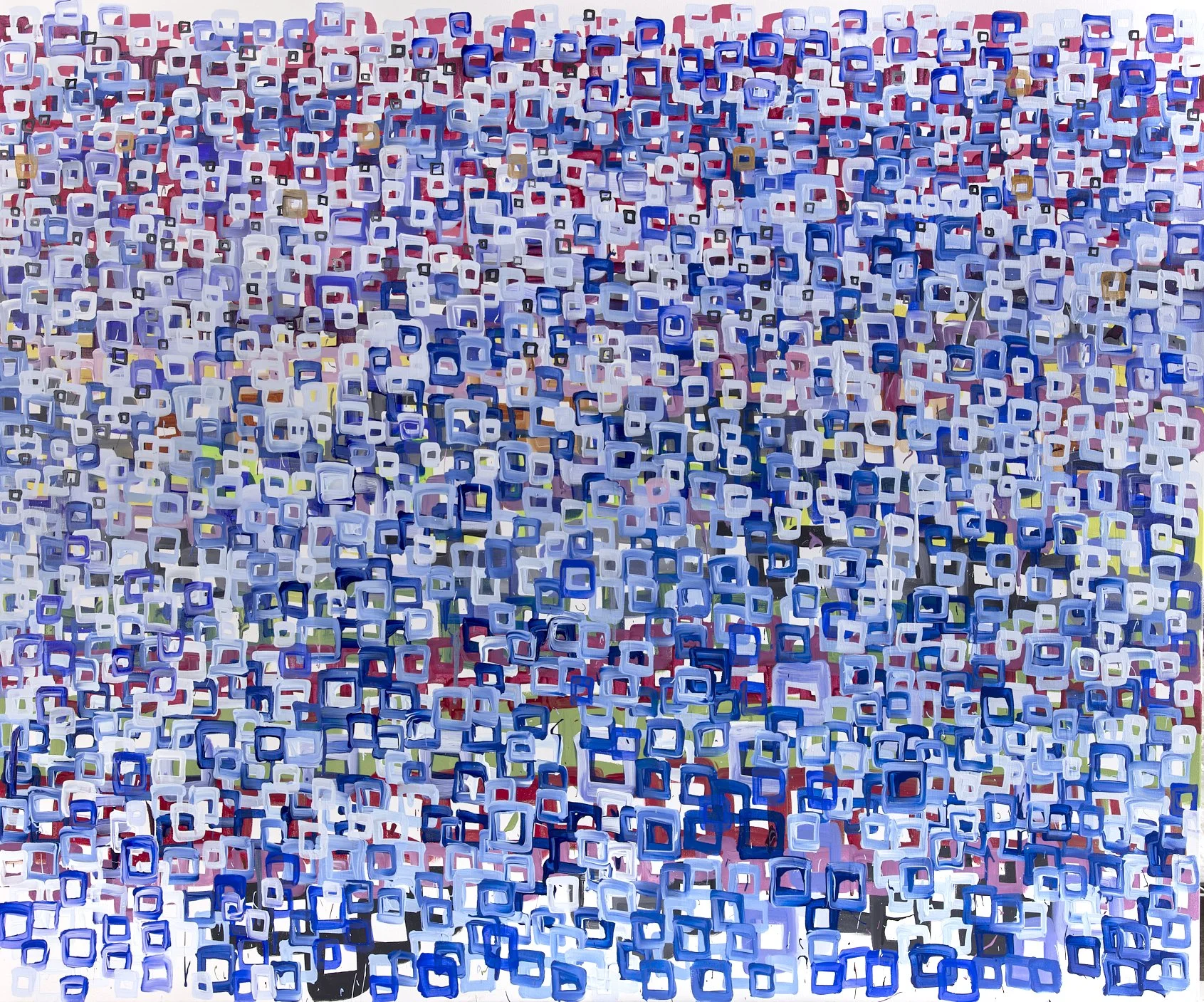 "2026-2" - acrylic, oil and ink - 60 x 72 inches - April 20, 2026 - inspired by music of Debussy
