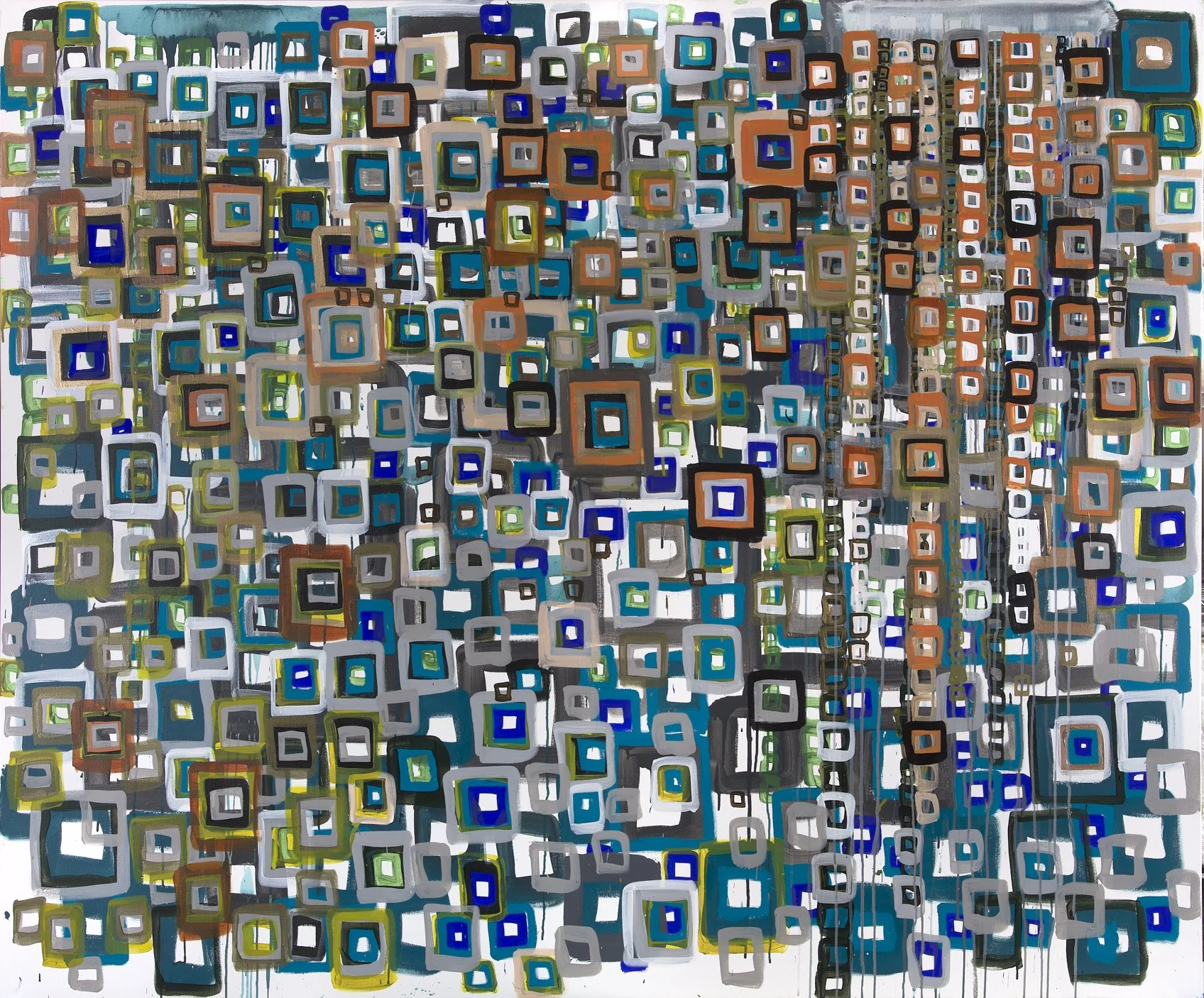 "2024-8" - acrylic, oil and ink - 60 x 72 inches - December 15, 2024 - inspired by music of Albeniz