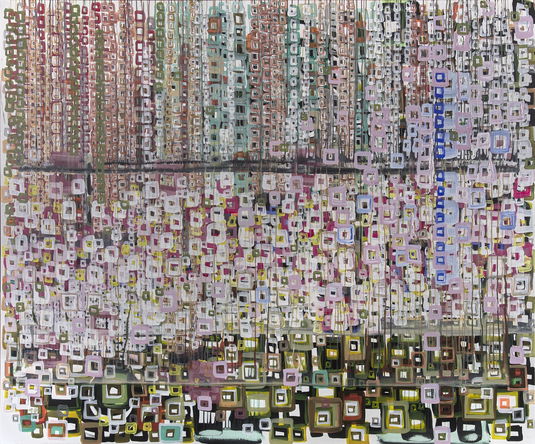 "2024-10" - acrylic, oil and ink - 60 x 72 inches - completed May 15, 2026 - inspired by music of Debussy