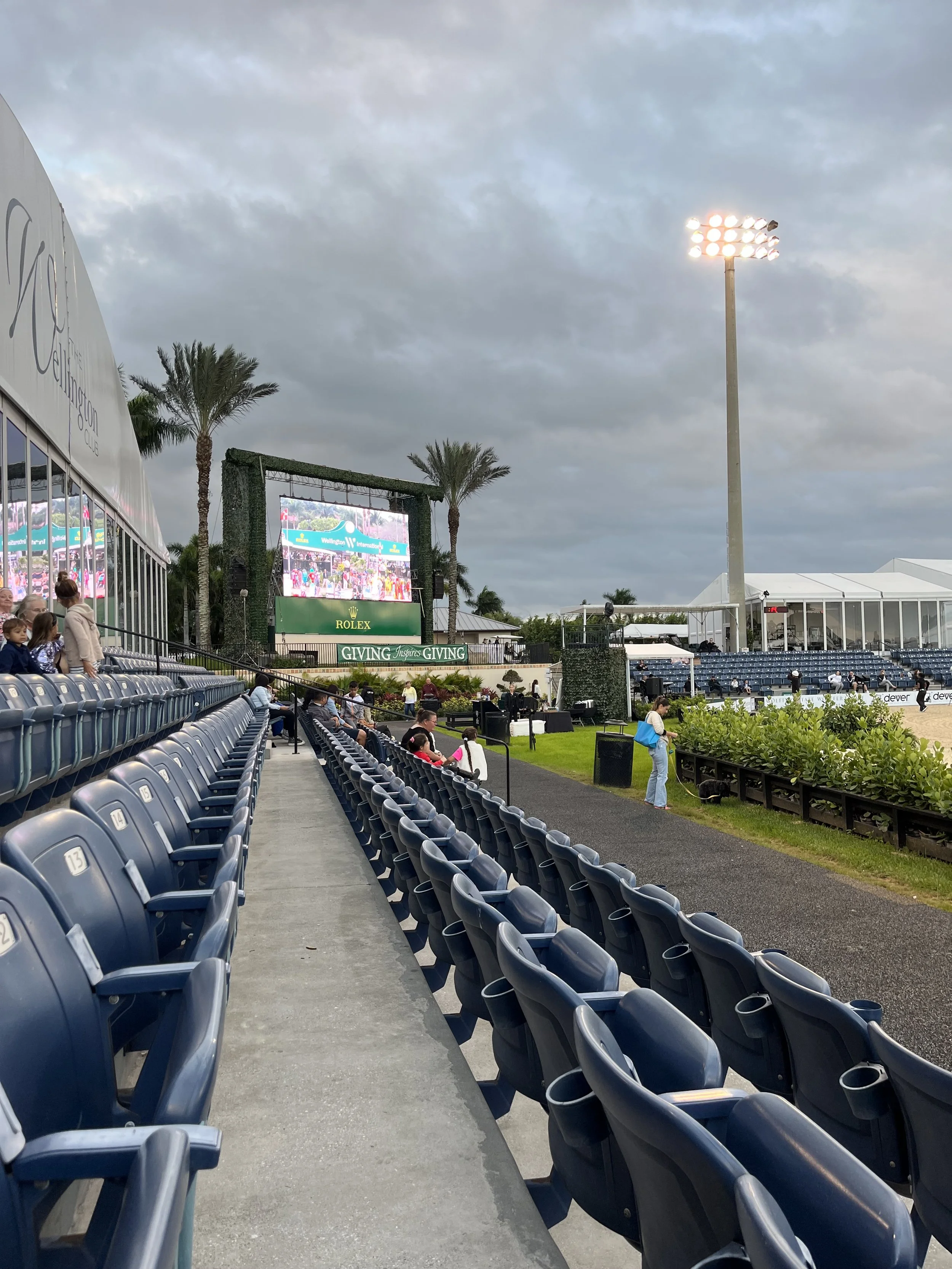 the main arena at the Winter Equestrian Festival at night