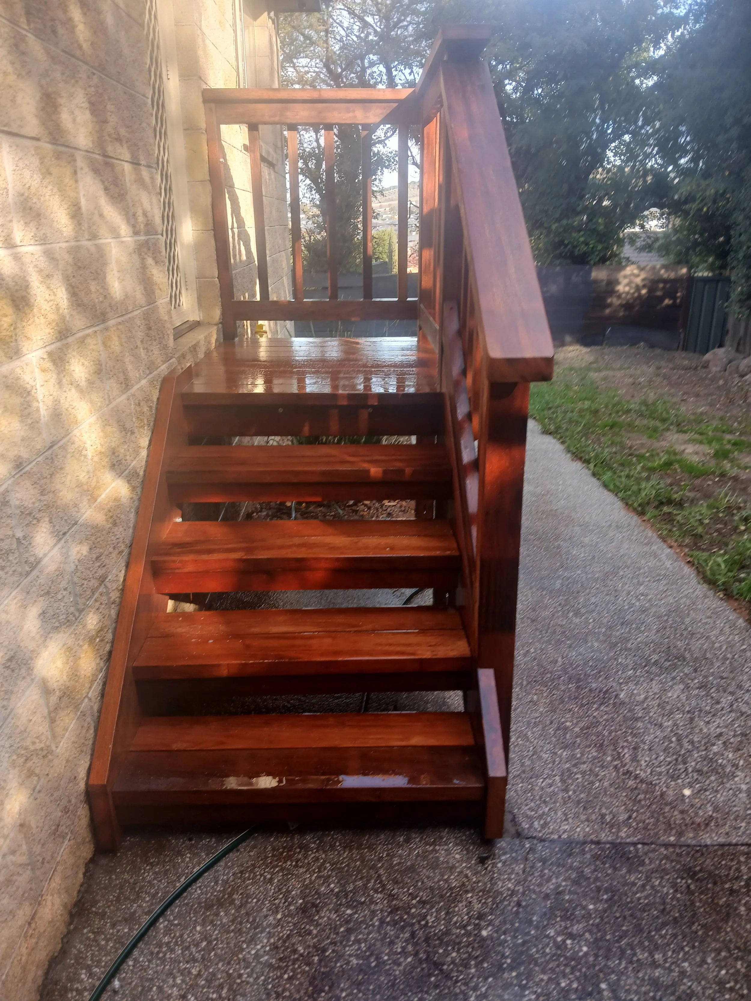 small stair made from merbau timber
