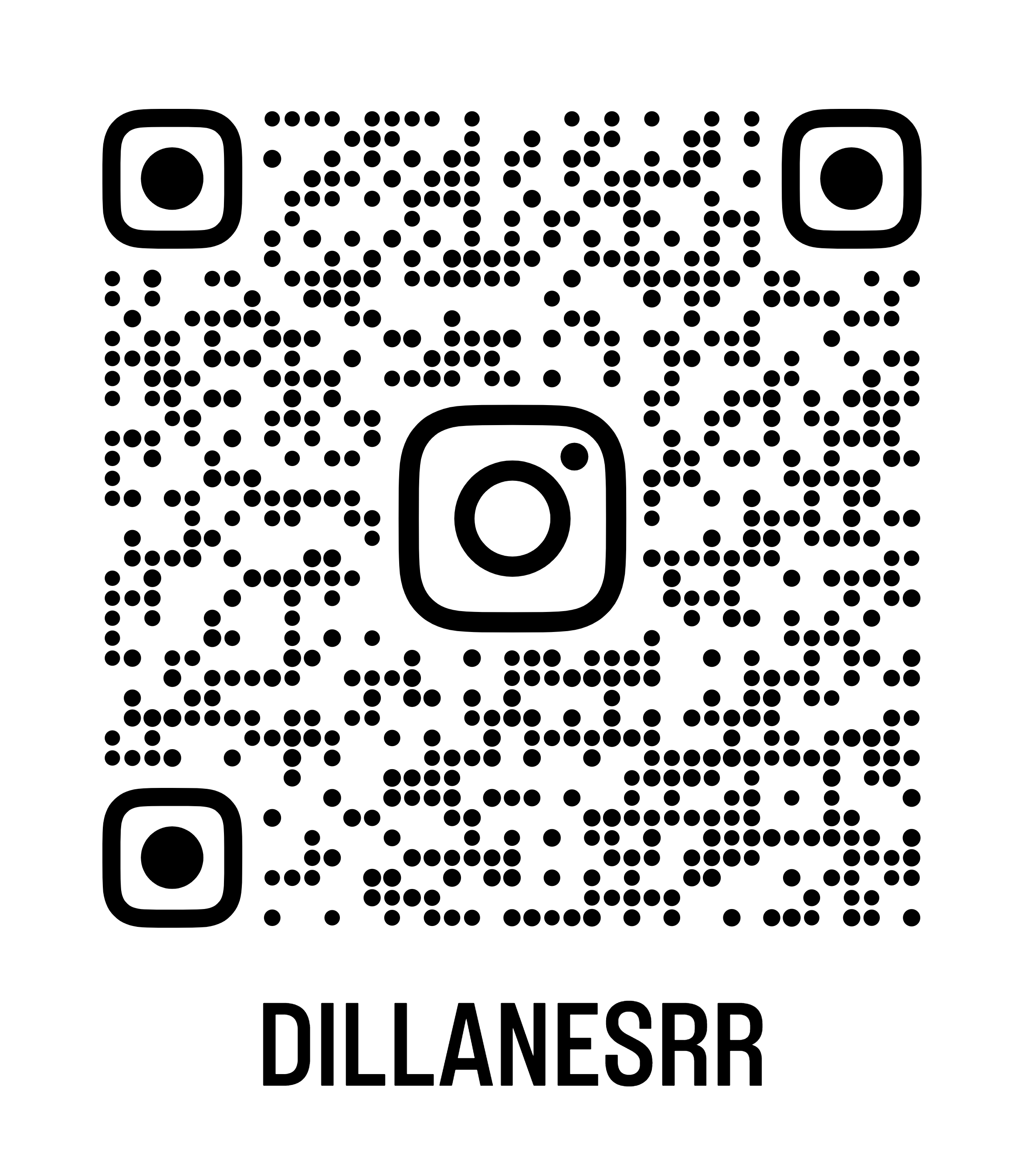 A QR code with the text 'DILLANESRB' underneath.