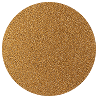 Close-up view of a textured, golden-brown, glittery surface in a circular shape.