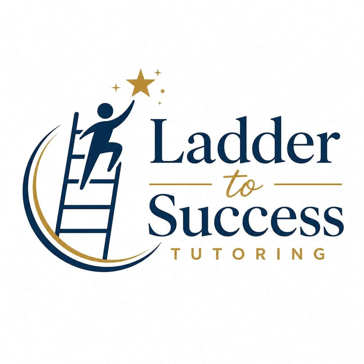 Logo for Ladder to Success Tutoring featuring a person climbing a ladder reaching for a star, with the company name and tagline.