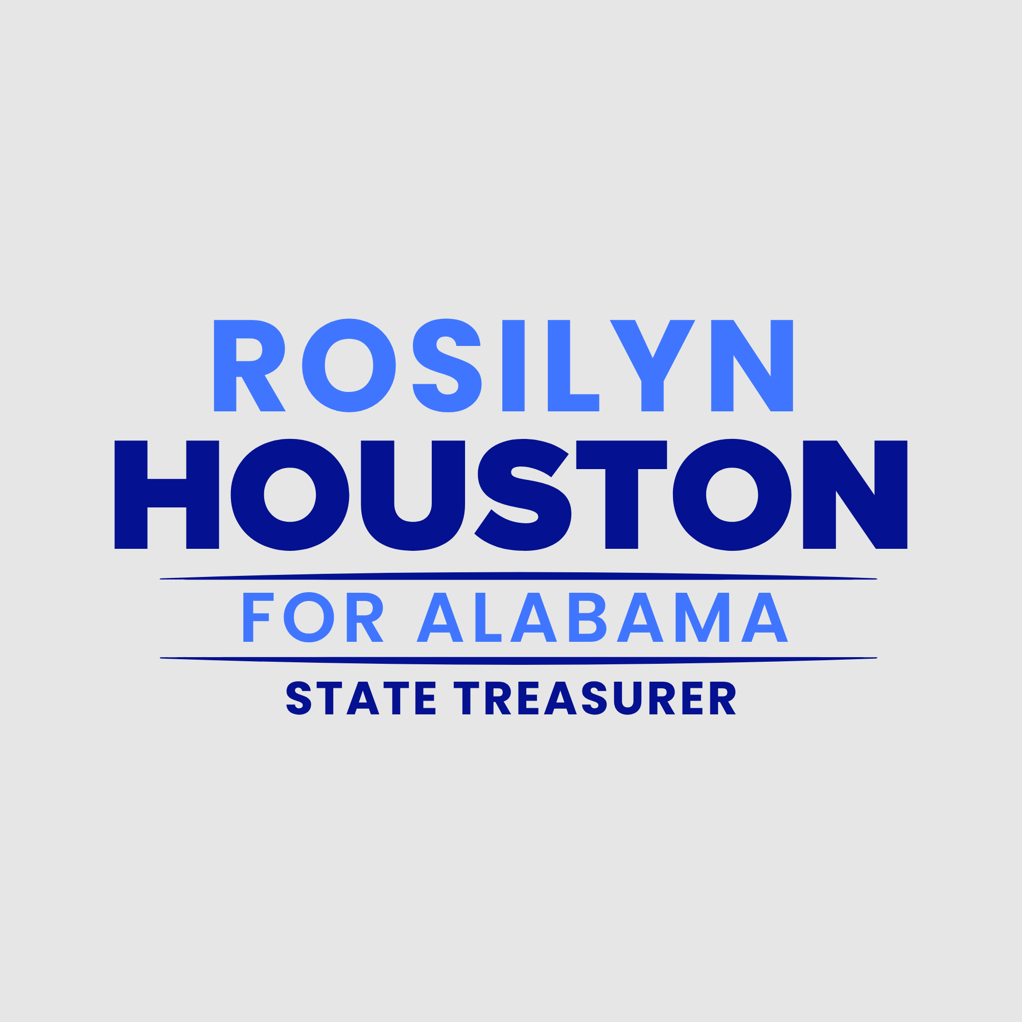 Campaign logo for Rosilyn "Roz" Houston for Alabama, featuring blue text on a light background.