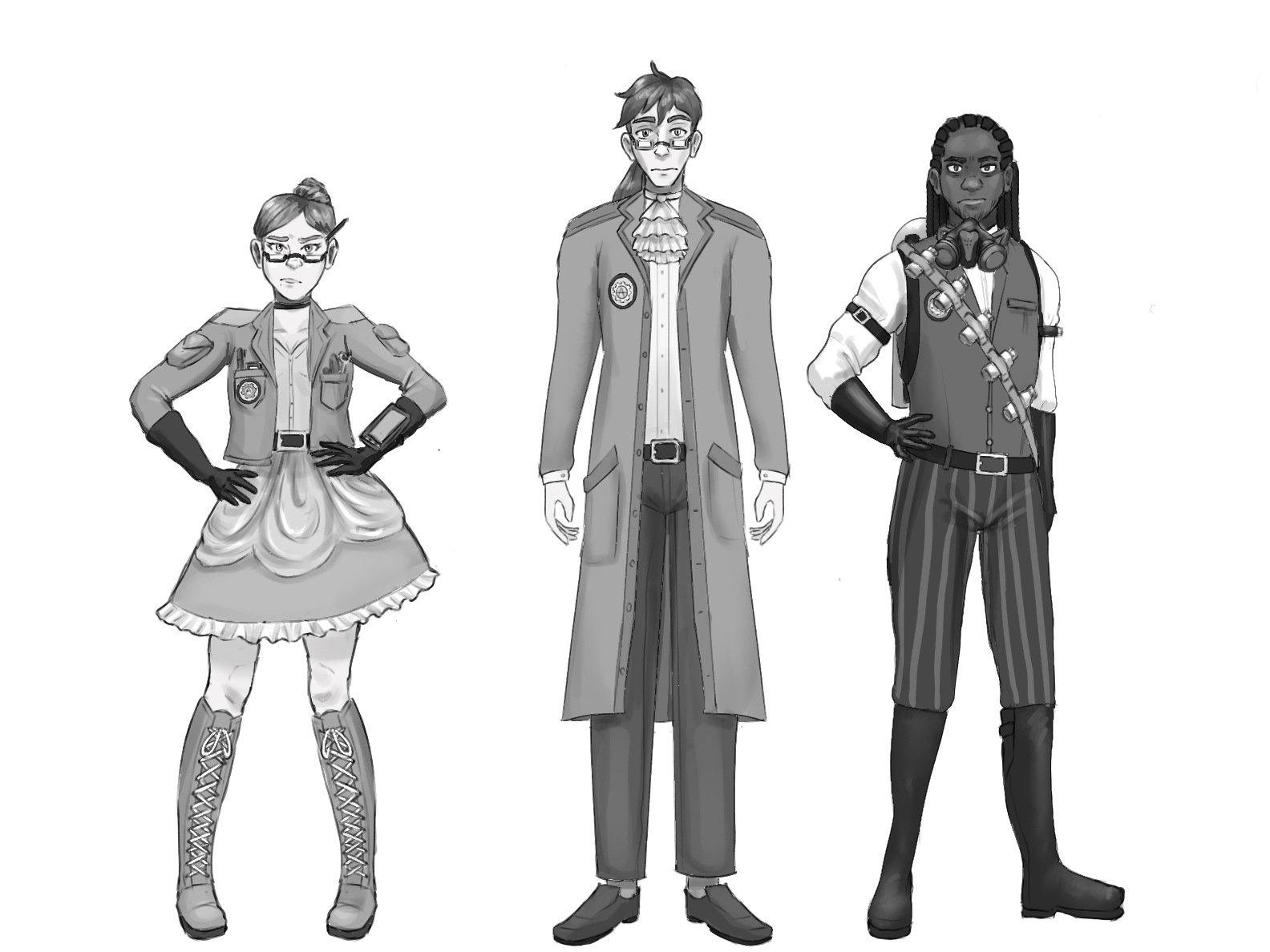 Concept art for "The Scorned Scientists", a space rebel crew