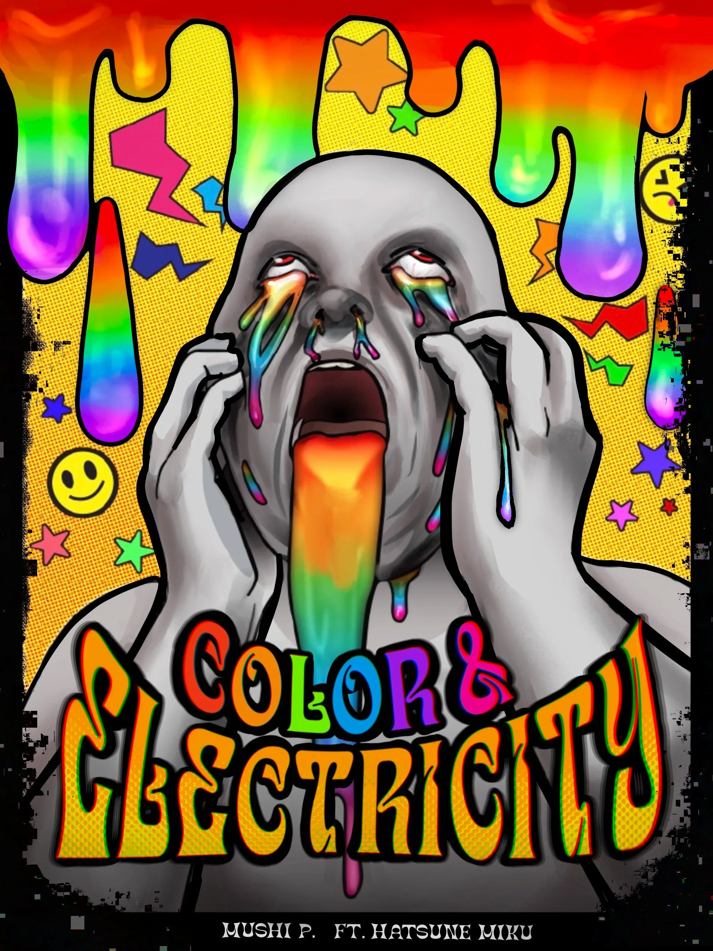 A fanmade poster for the song "Color and Electricity" by Mushi P.