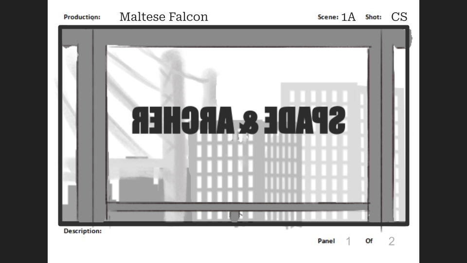 A reinterpretation of the opening scene of The Maltese Falcon based on the original script