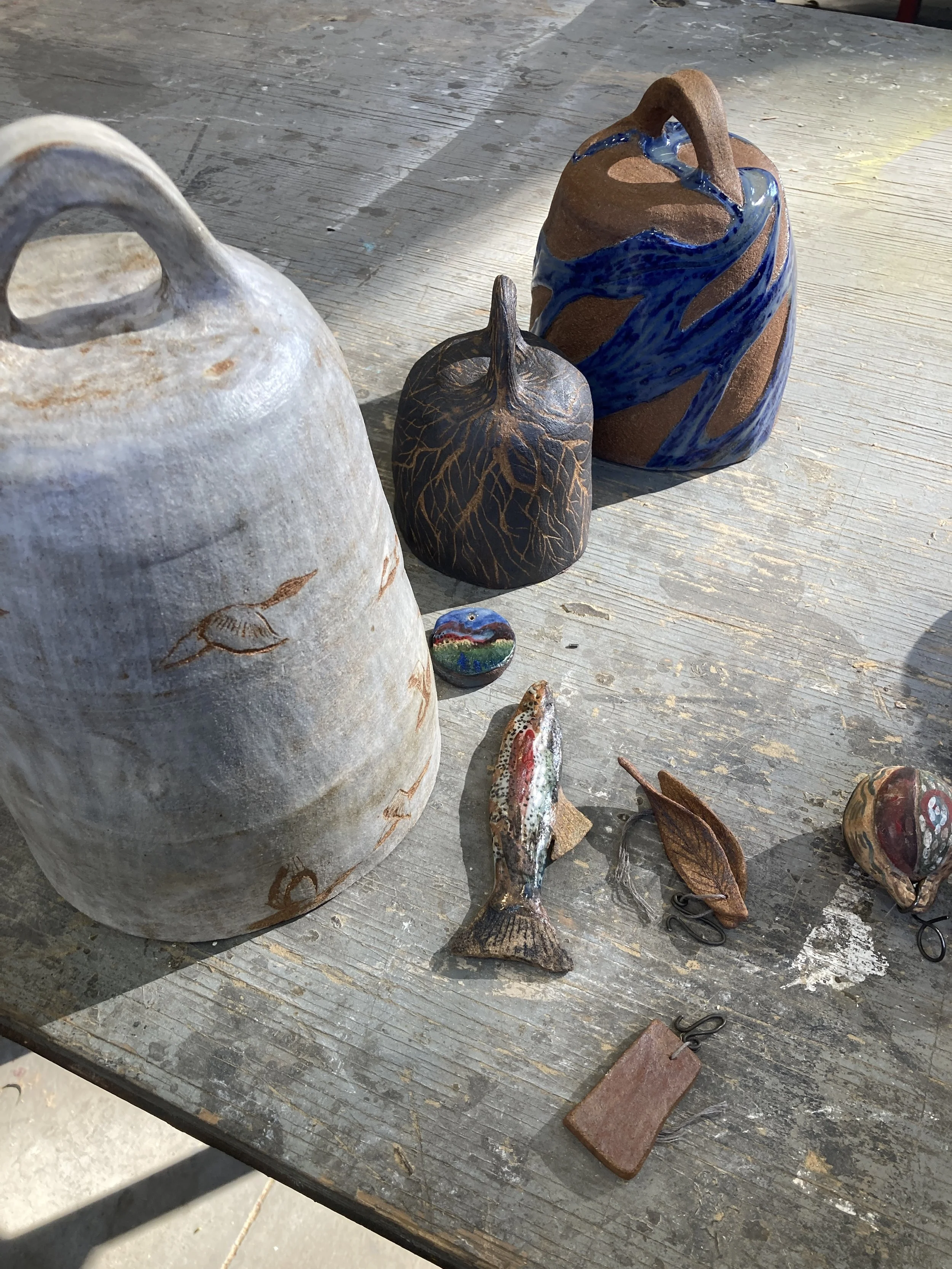 Bells, dimensions variable, glazed ceramic, 2024