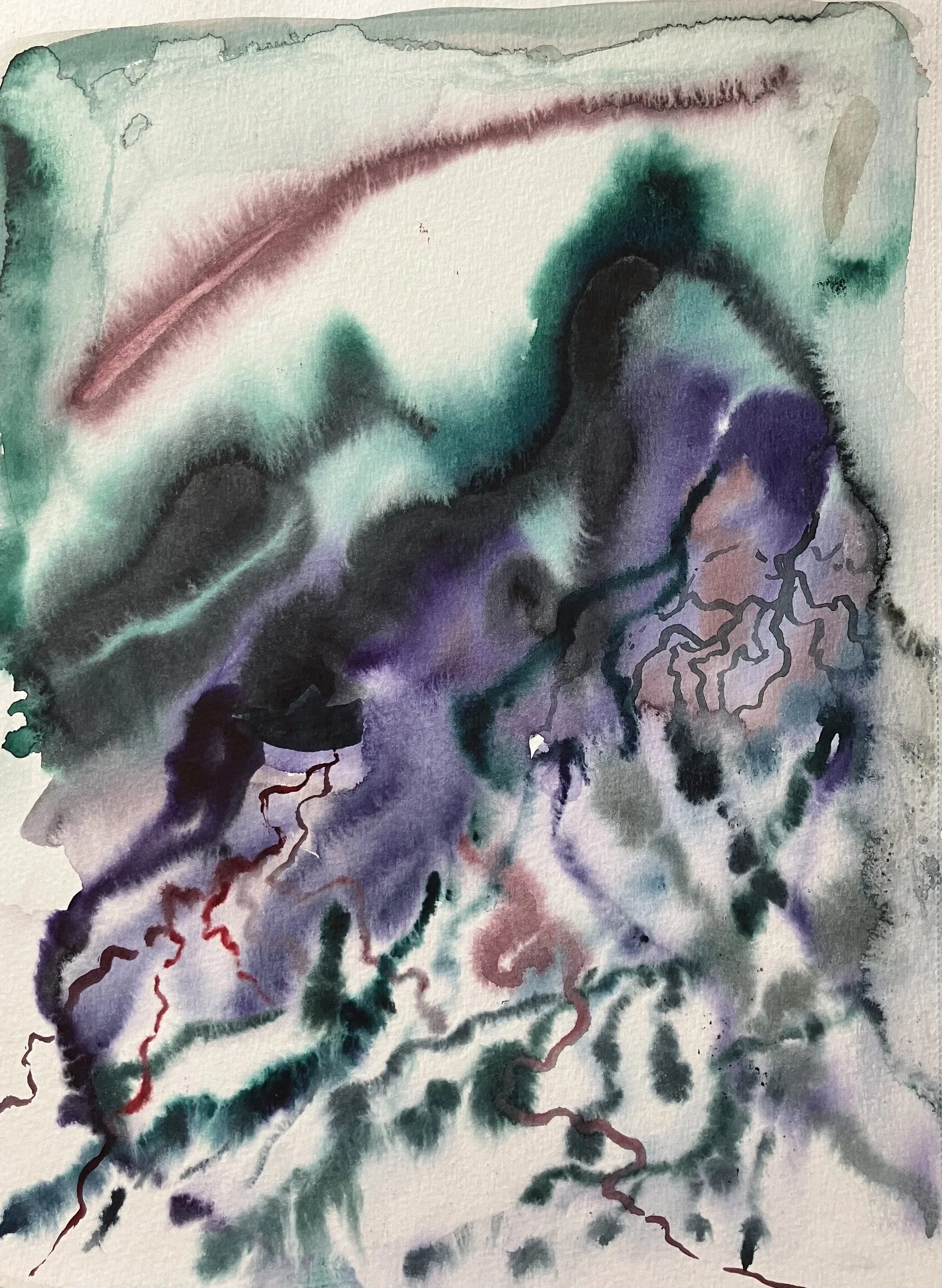 Untitled (Meditation), 12 x 9 inches, watercolor on paper, 2025