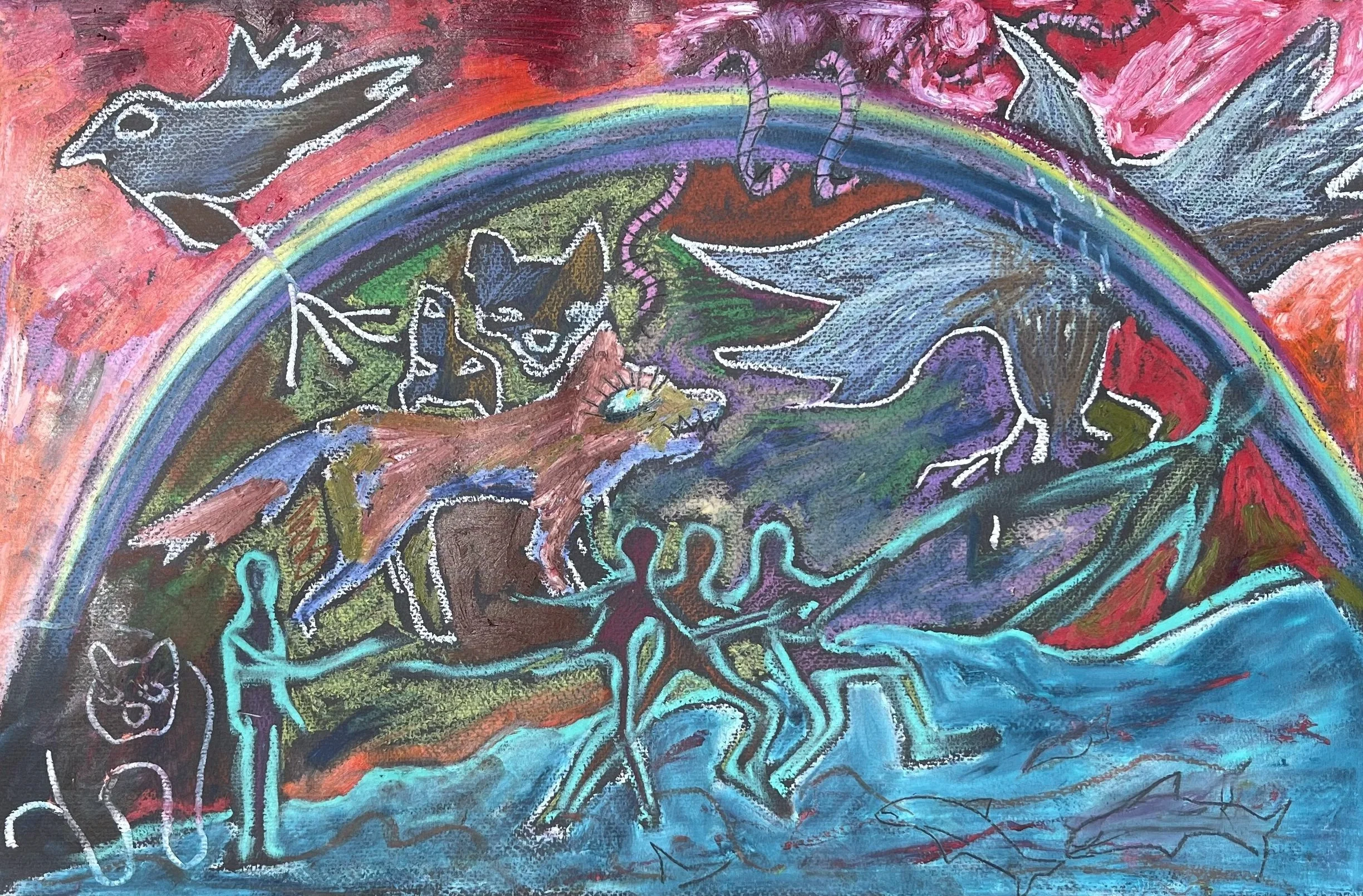 Untitled, 12.5 x 19.5 inches, oil pastel on paper, 2026