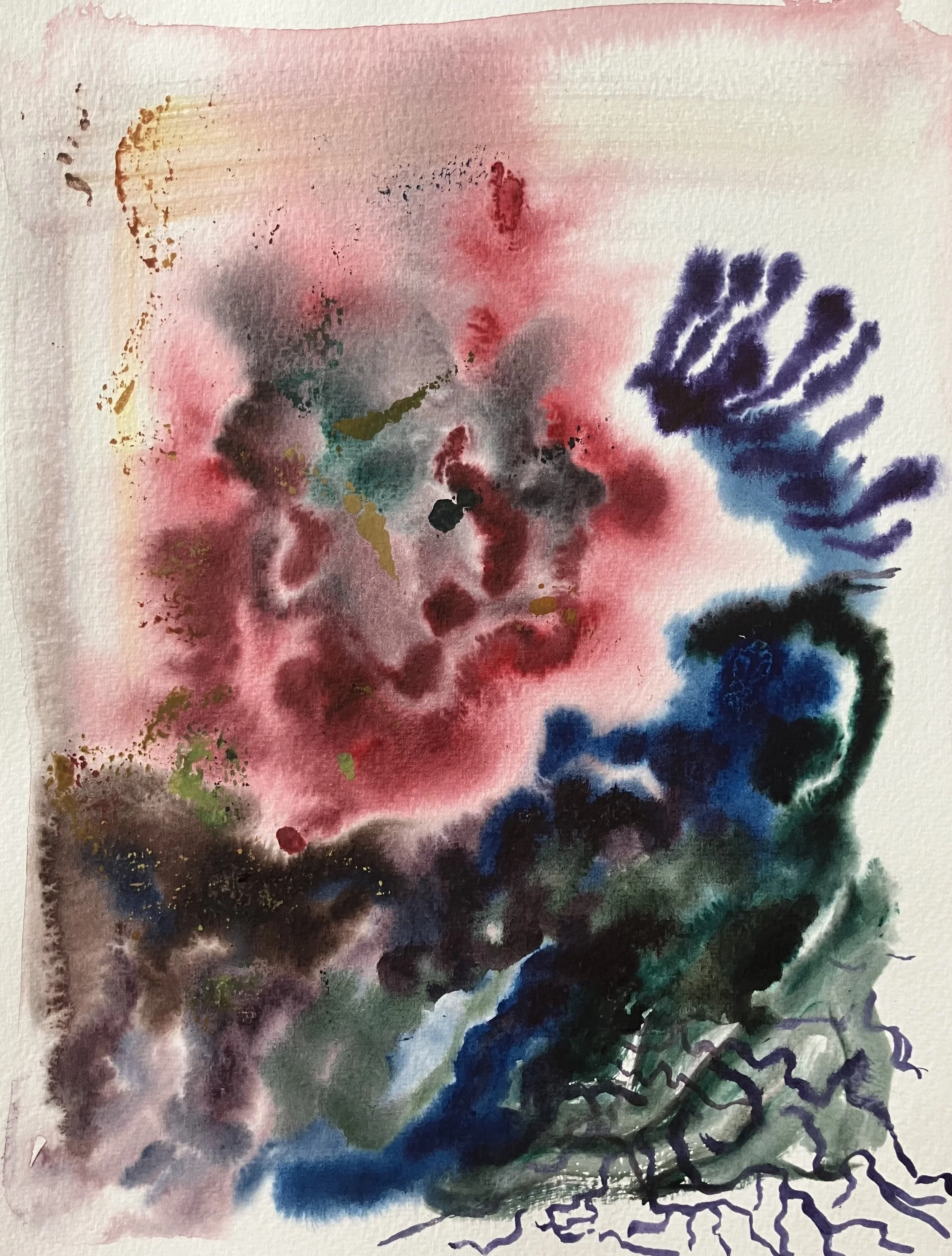 Untitled (Meditation), 12 x 9 inches, watercolor on paper, 2025