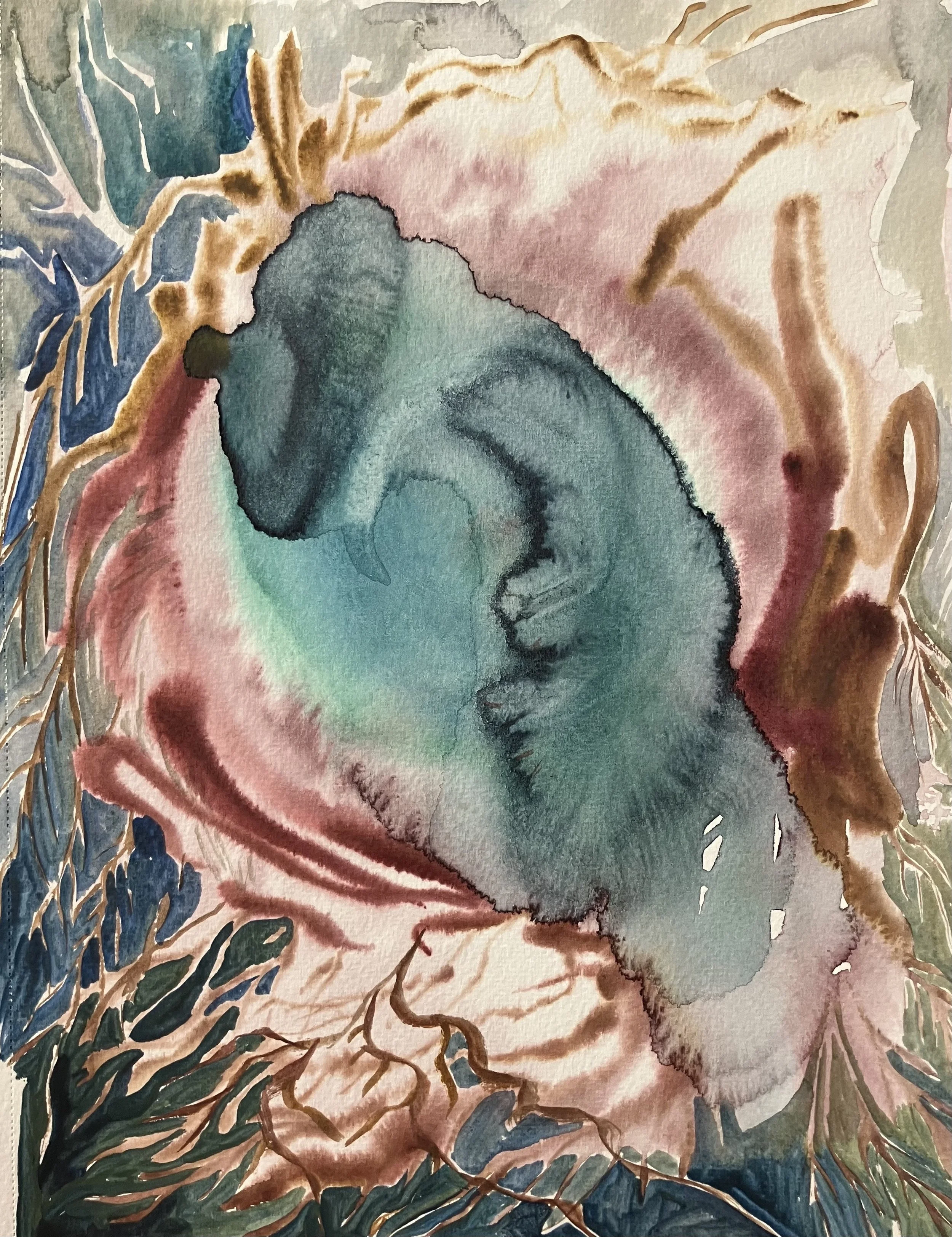 Untitled (Meditation), 12 x 9 inches, watercolor on paper, 2025