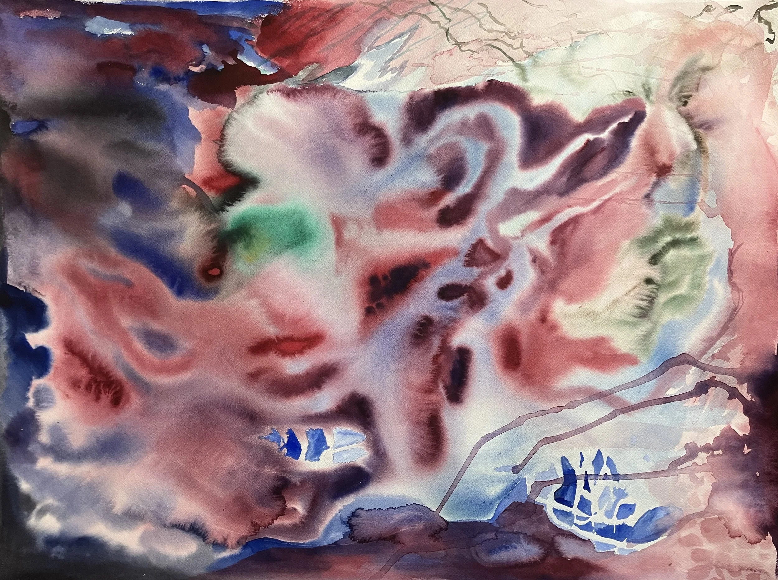 Untitled (Meditation), 18 x 24 inches, watercolor on paper, 2025