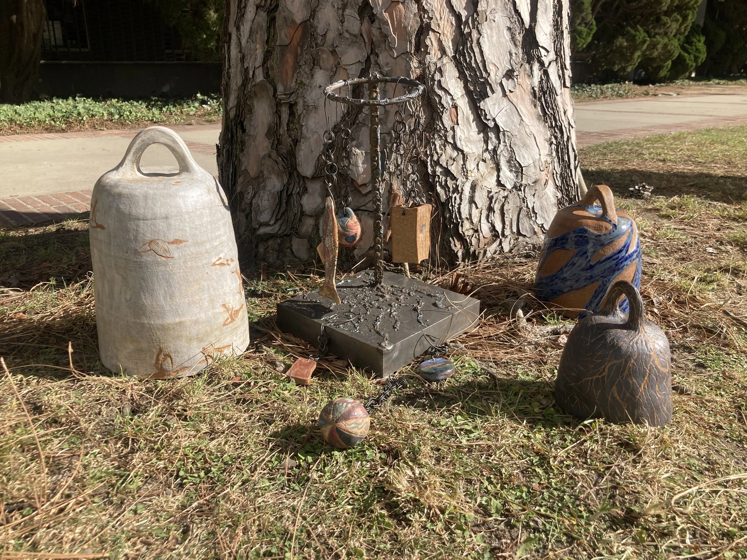 Bells, dimensions variable, glazed ceramic, 2024