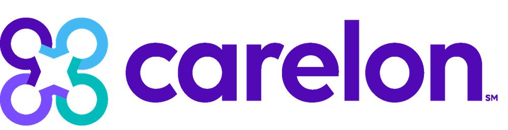 Carelone logo featuring a stylized purple and blue abstract symbol and the word 'carelon' in purple text.