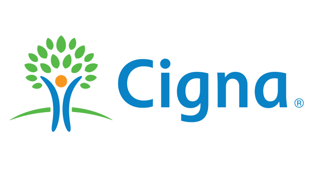 Cigna logo with stylized tree and person in green, blue, and orange colors.