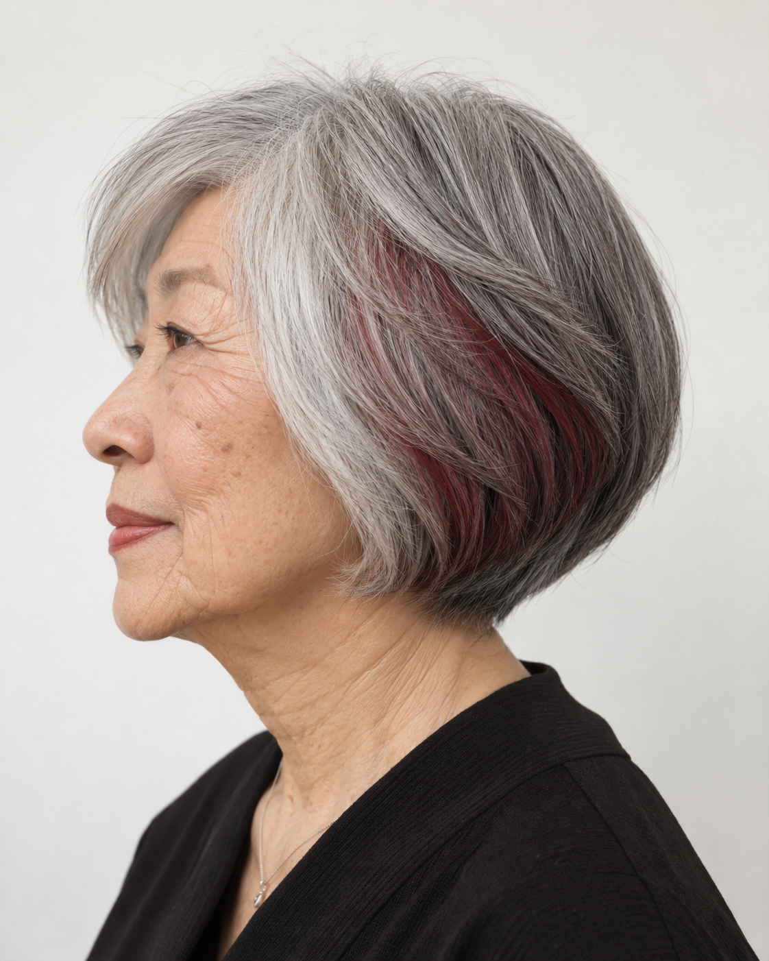 LUCIA - Classic Graduated Bob with Red Accent