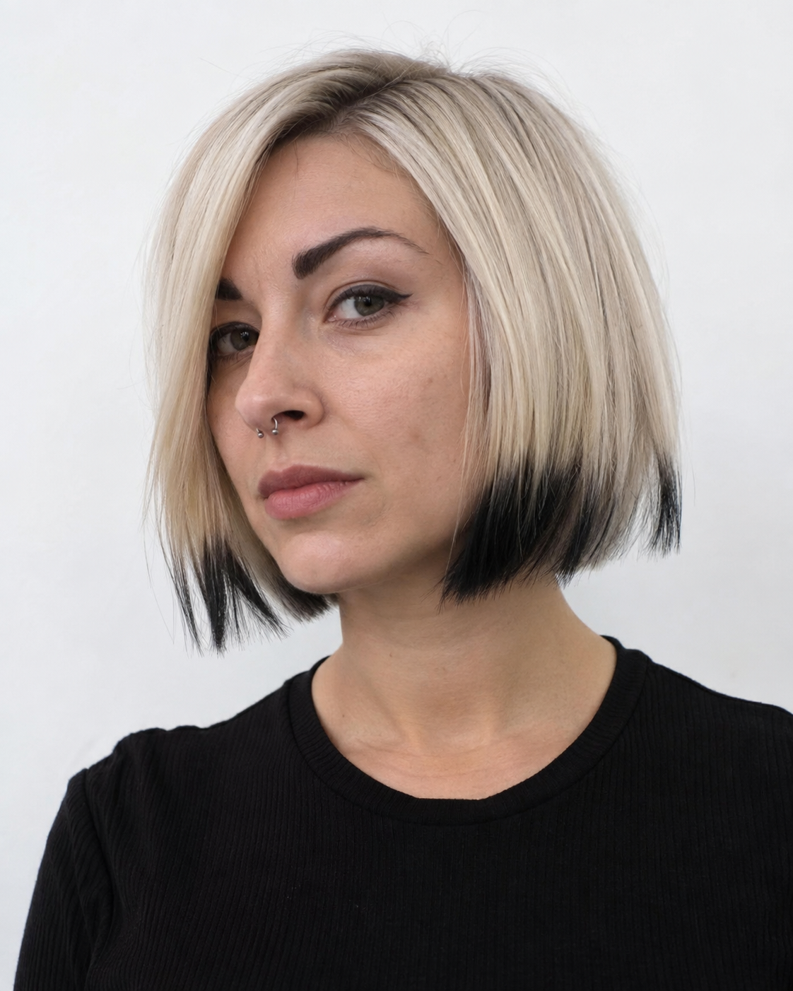 KAY - Platinum Angular Bob with Black Colour Block