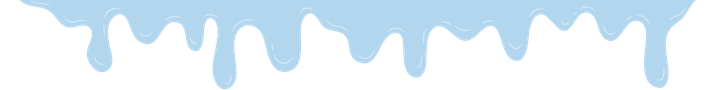 Light blue dripping paint or icing border on a transparent background