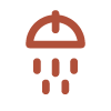 Icon of a showerhead with water droplets