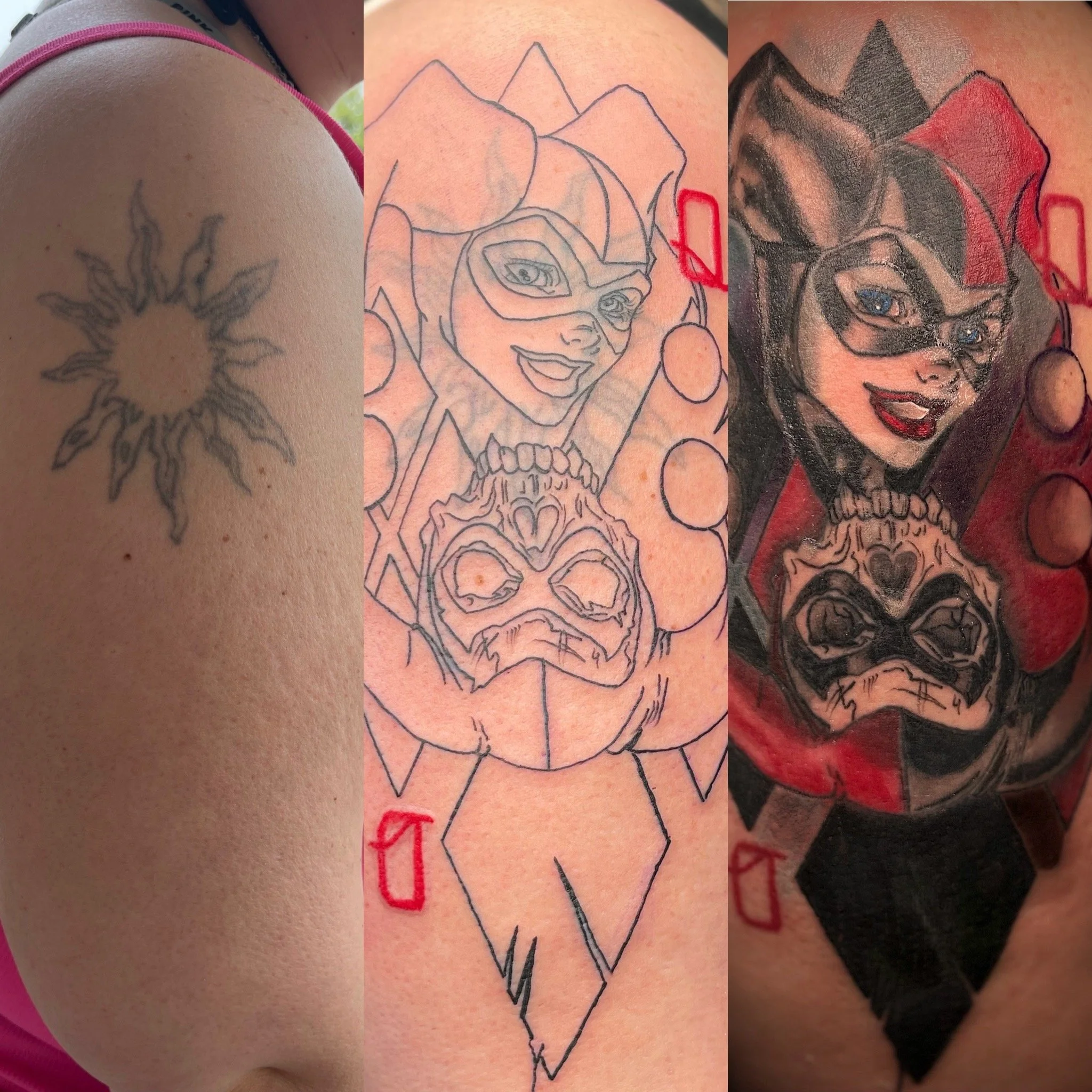 Color Harley Quinn cover-up, upper arm bicep
