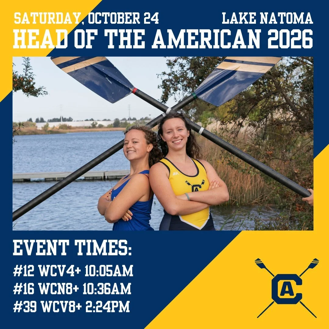 Head of the American 2026!

Event #12 WCV4+ at 10:05am 
Event #16 WCN8+ at 10:36am 
Event #39 WCV8+ at 2:24pm 

Go Ags! 🌊🚣&zwj;♂️