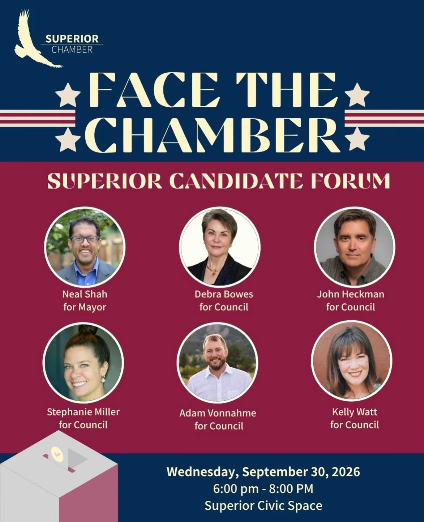 So excited to see all of you and answer your questions at the Face the Chamber Forum tonight at 6:00pm MT tonight!