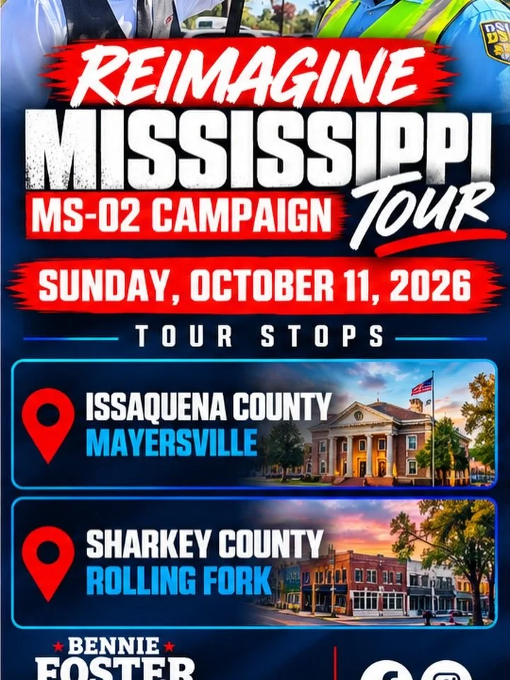 Sunday we come to two counties, ending in the city of Rolling Fork. Please let us know if you would like to meet Mr. Foster so we can look for you.

Vote November 3 to elect independent candidate Bennie Foster to US Congress MS-02.

Visit www.electbe