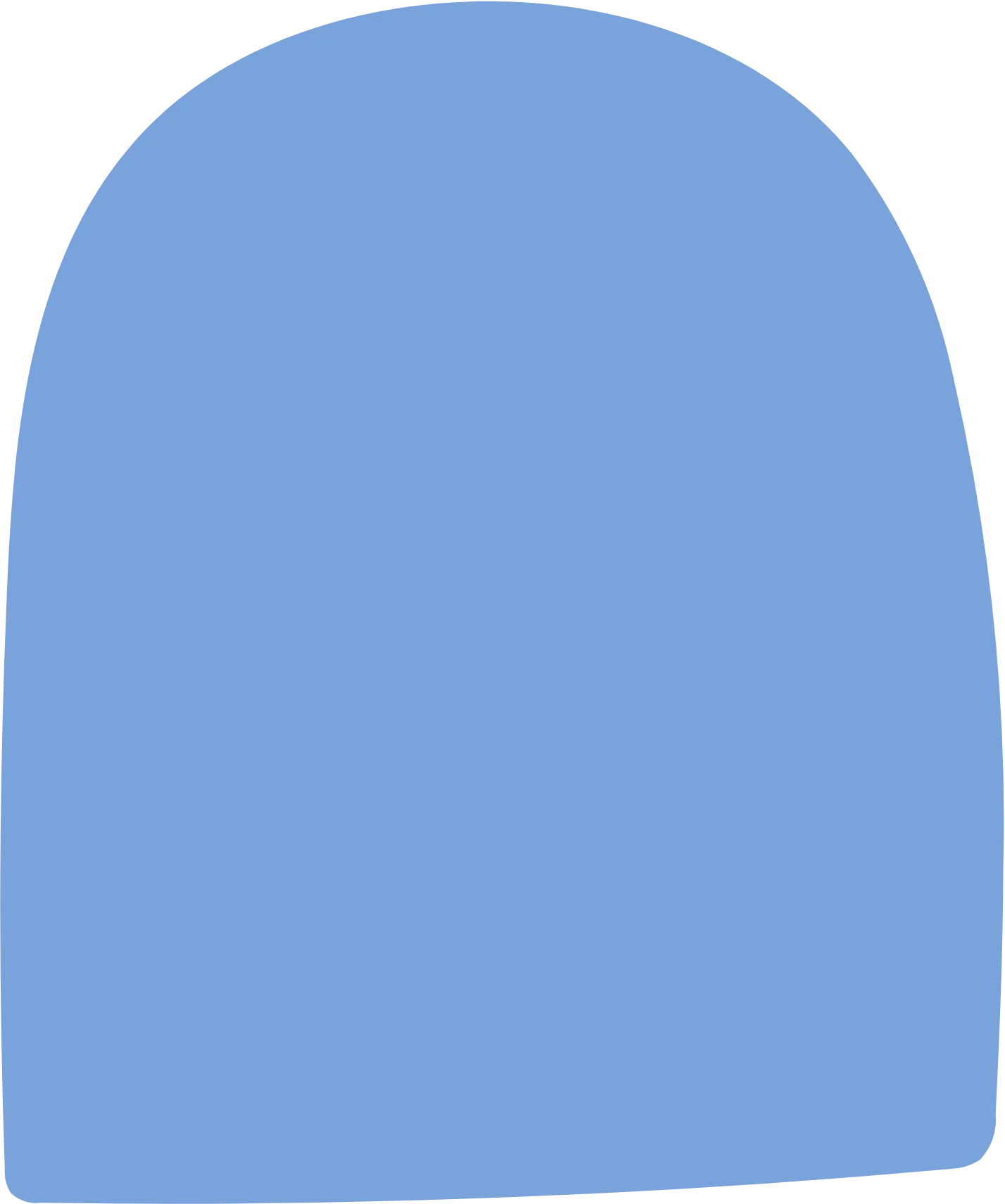 Close-up view of a blue circular object with a smooth surface, possibly a dome-shaped item.