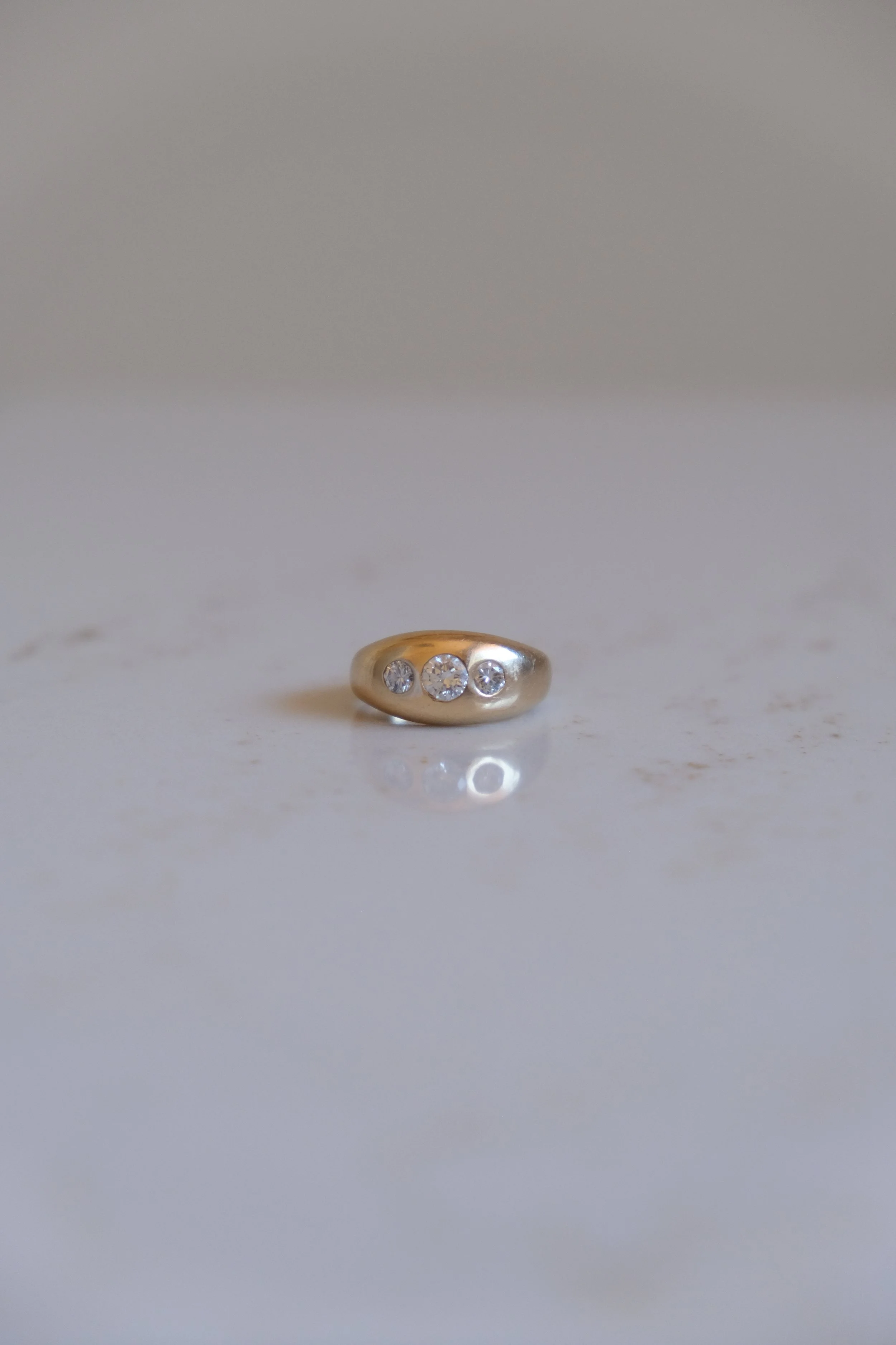 14k Yellow Gold Three Stone Diamond Ring