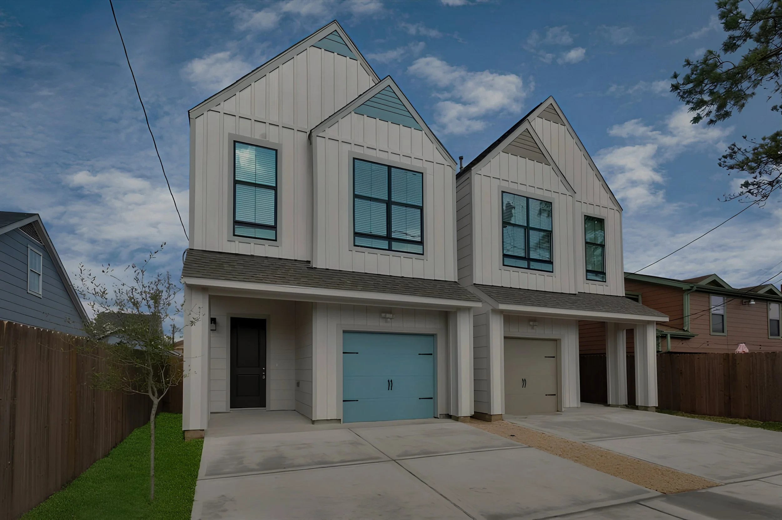 Front view of a modern two-story house