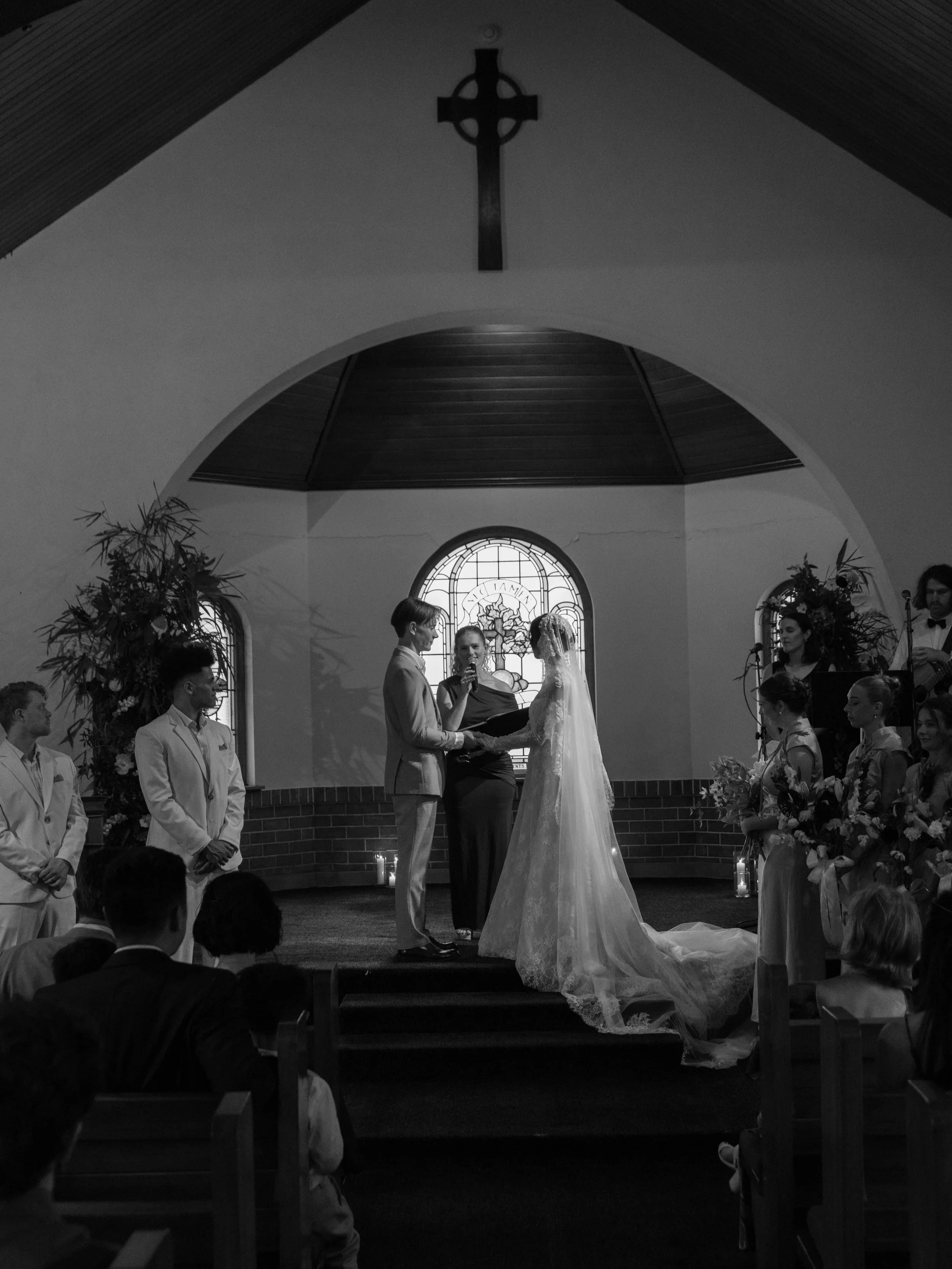 Celebrant marrying a couple in a Wellington church