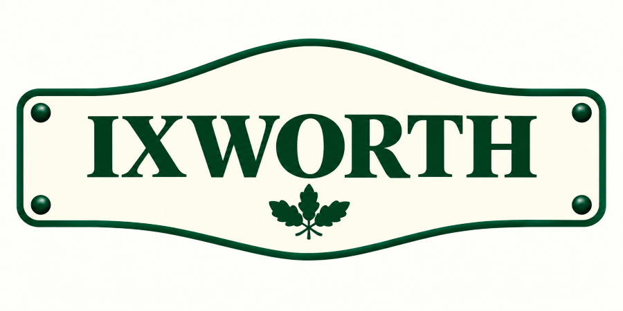 Street sign with the text 'IX WORTH' and a small decorative maple leaf in the center.