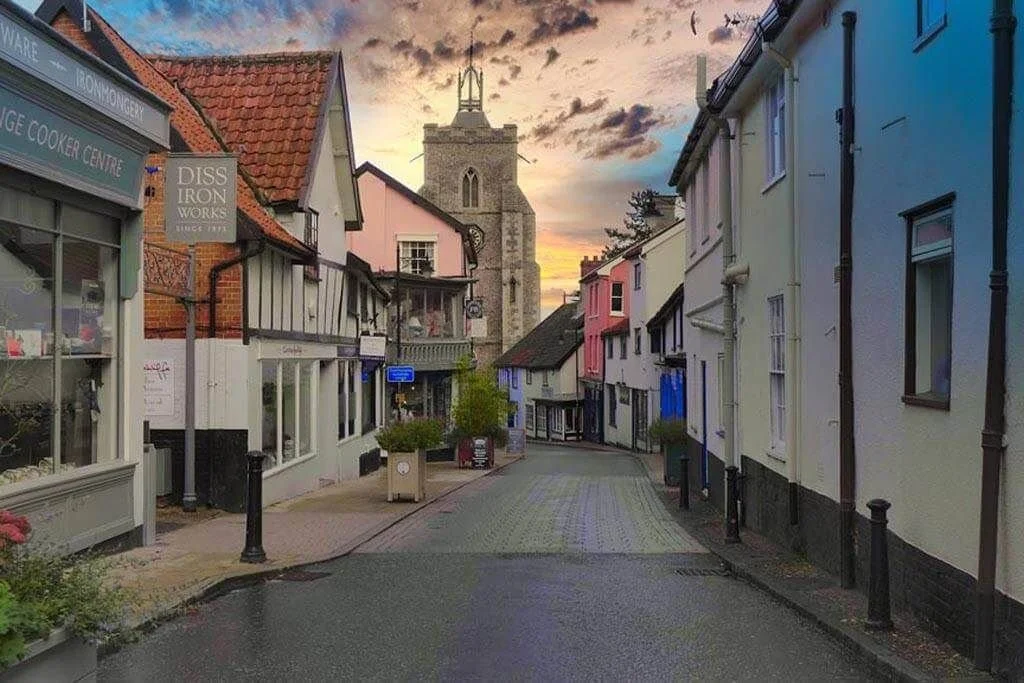 View of Diss town centre in Norfolk