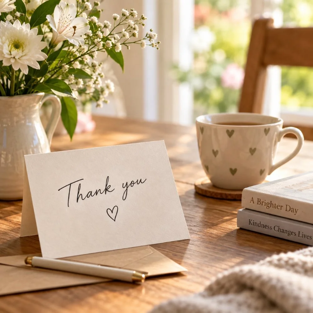 Thank you card received in appreciation of the friendly support provided by Close to Home Support.