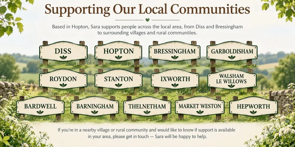 Close to Home Support proving friendly local support across Diss, Hopton, Bressingham and surrounding villages.