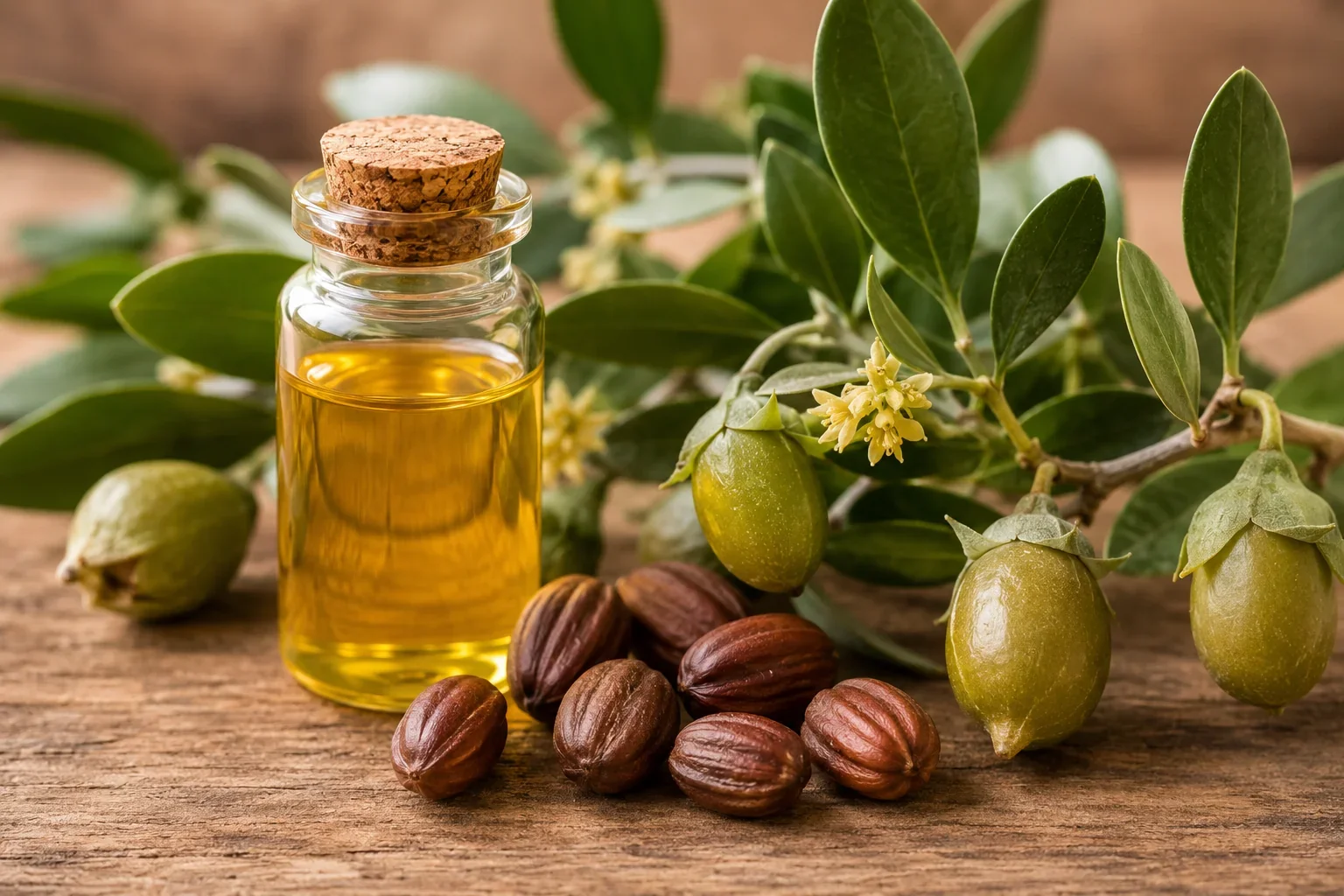 Jojoba Oil:
Lightweight and silky, jojoba closely resembles the skin’s natural oils. It helps soften and condition without leaving a heavy feel.