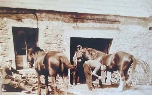 The blacksmith, Willie Roche at his forge shoeing a horse in Belcarra, Co. Mayo