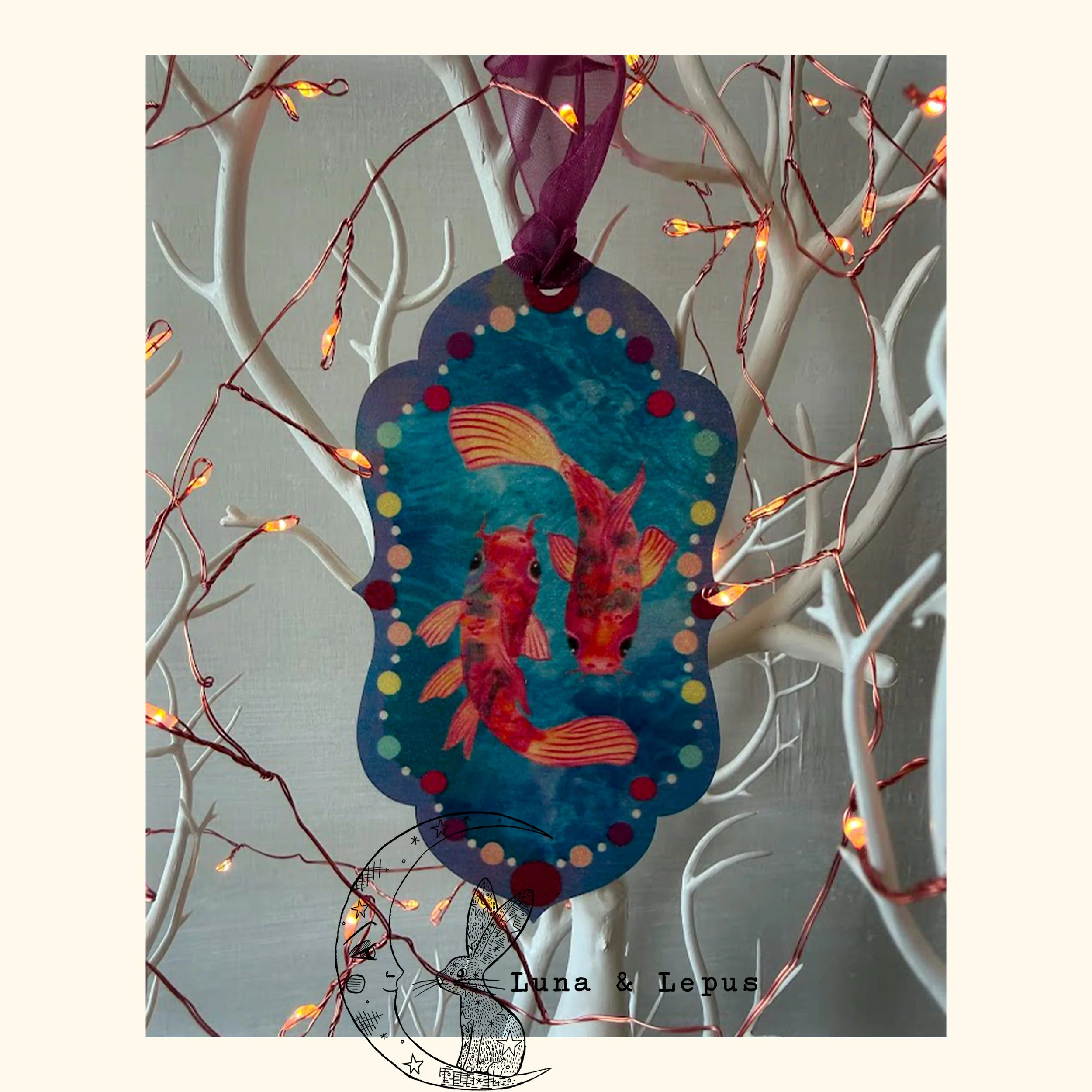 Koi Fish Wooden Hanging Decoration