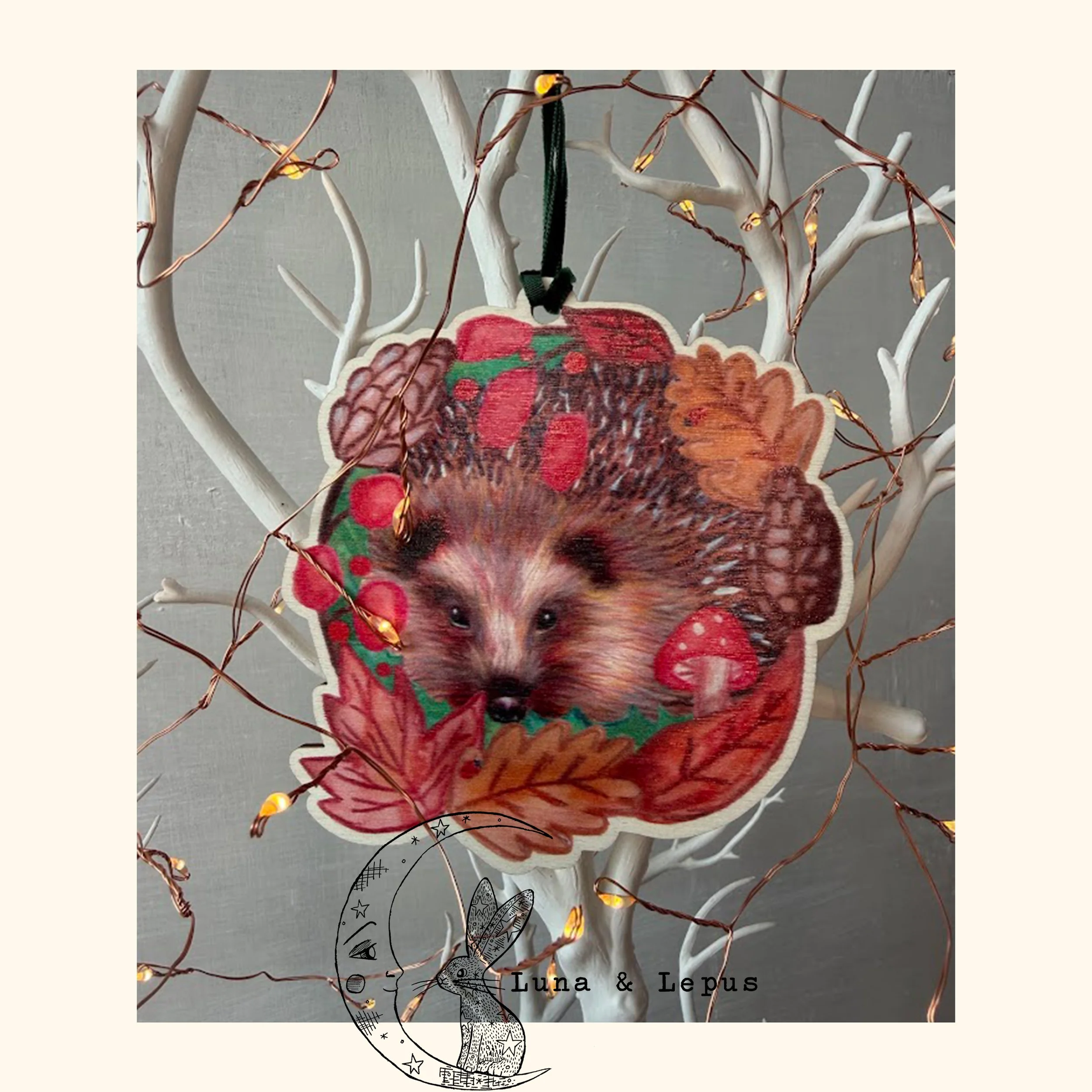 Hedgehog Wooden Hanging Decoration
